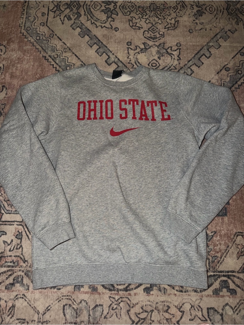 Nike Gray Ohio State Crewneck with Red Logo